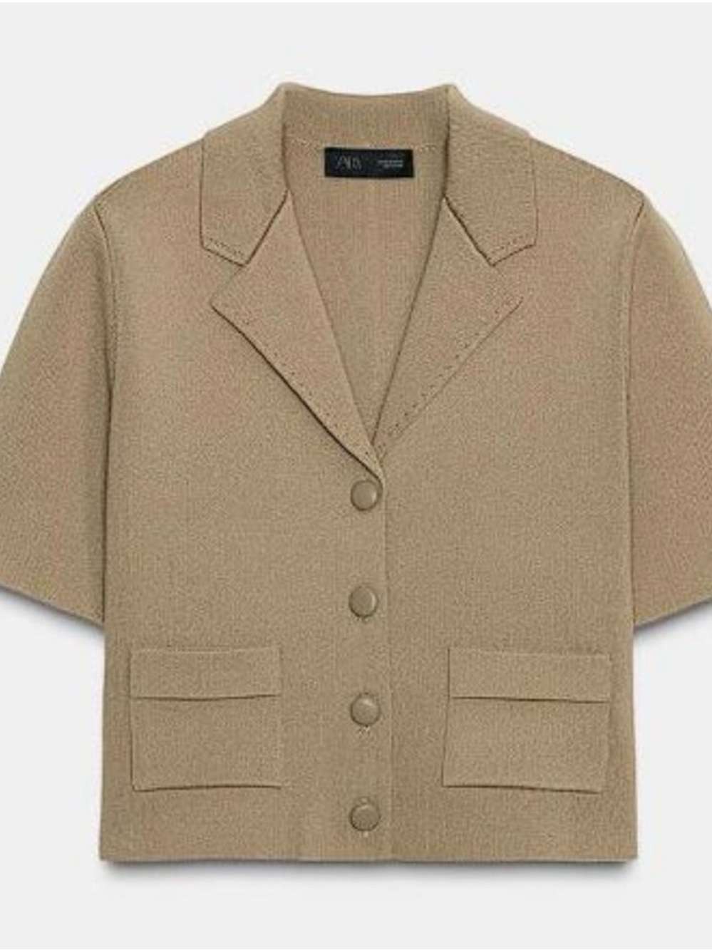 Zara Short-Sleeve Jacket in Beige Size M